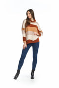 MULTI Striped Oversized Sweater with Cowl Neck