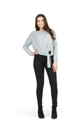 GREY Heathered Sweater with Front Tie