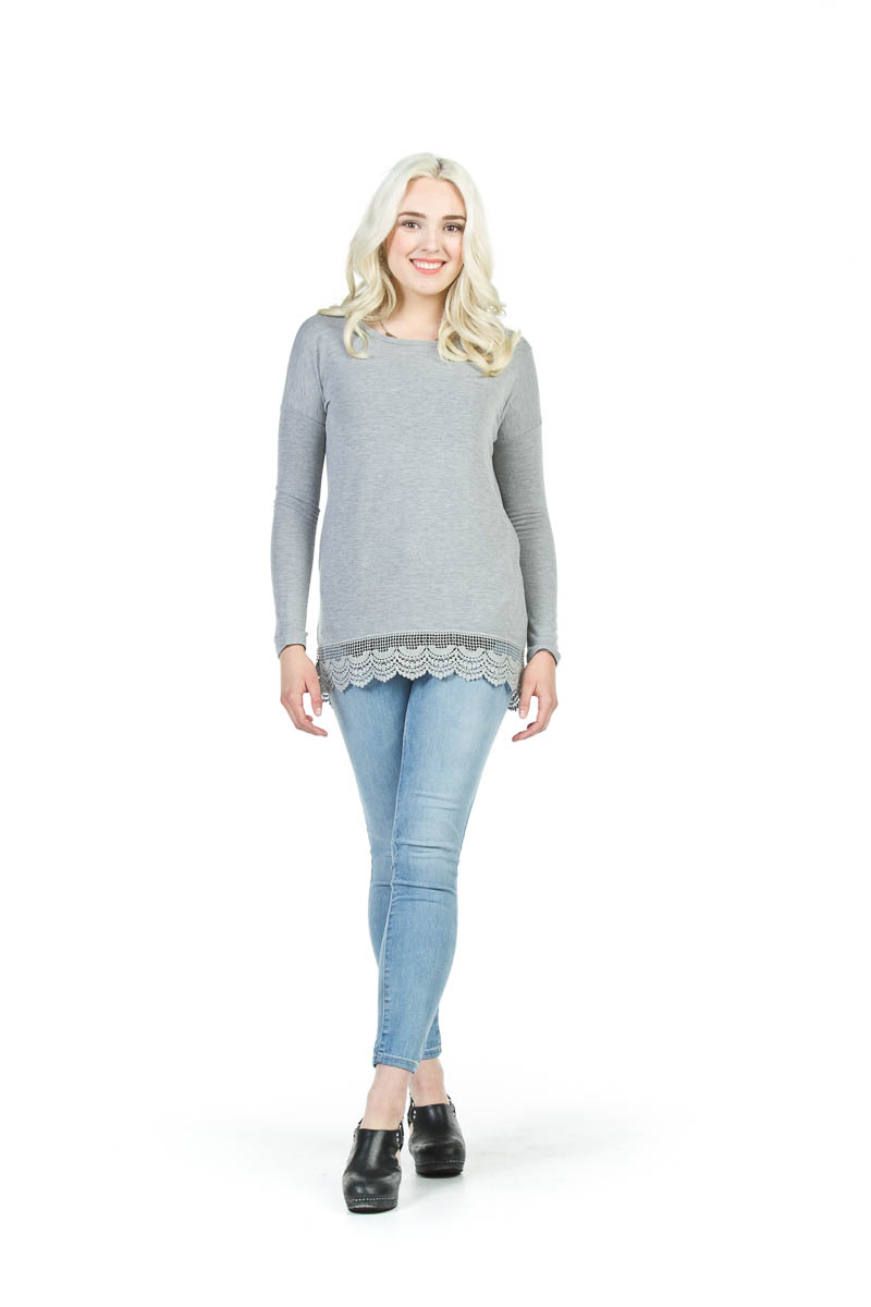 HGREY Lace trim High Low Sweater Top