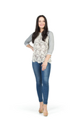 HGREY Lace Front Half Sleeve Sweater
