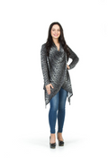 GREY Leopard Print Crossover Drape Cardigan