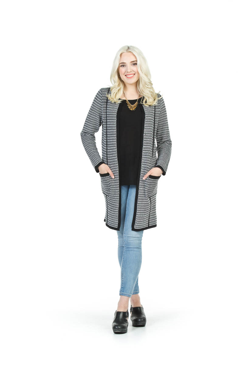 BLACK Textured Feel Structured Cardigan