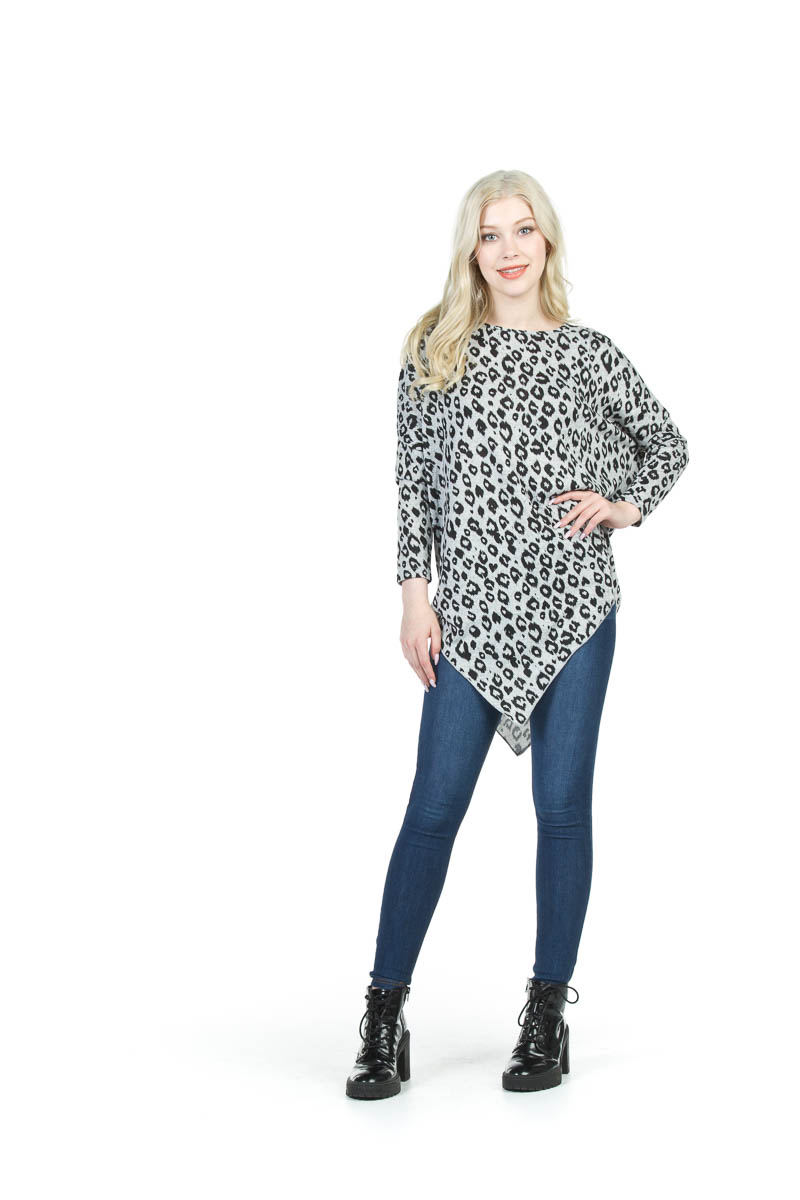 LGREY Leopard Print Sweater with Asymmetrical Hem