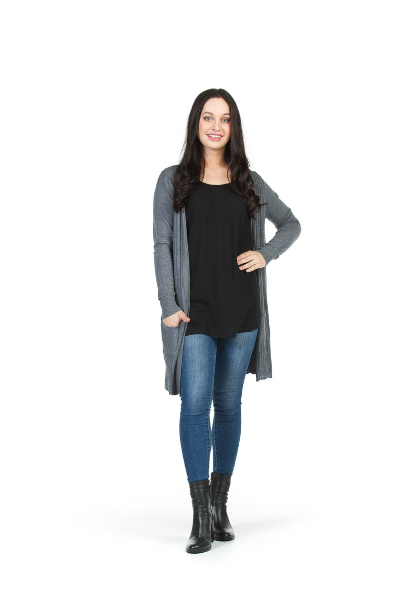GREY Soft Textured Cardigan with Pockets