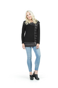 BLACK Boat Neck Sweater with Zip Detail Off Shoulder