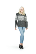 CHARC Heathered Sweater with Fairisle Print