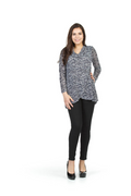 NAVY Multi Stripe Crossover Sweater with Cowl Neck