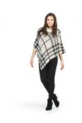 NATUR Plaid Cowl Neck Poncho