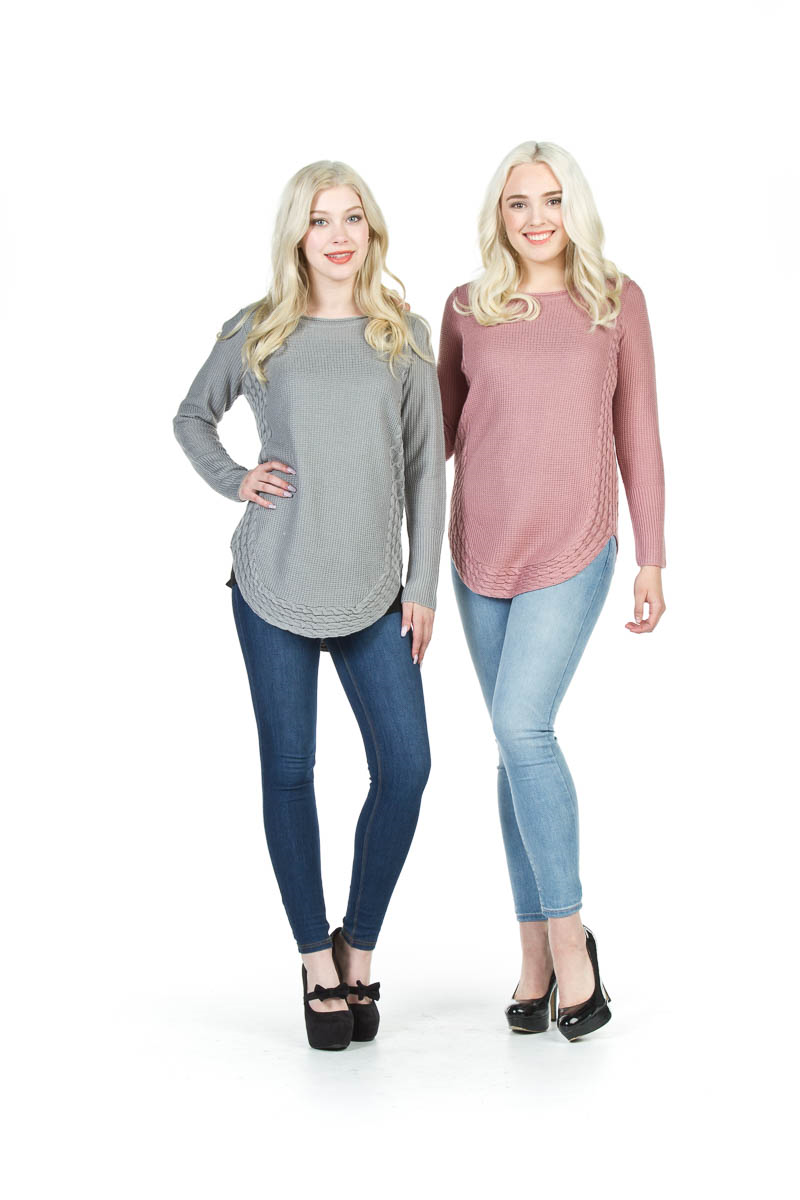 GREY Cable Detail Shirt Hem Pullover