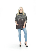 BROWN Geo Design Poncho Sweater with Front Pocket