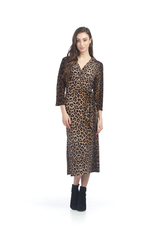 BROWN Leopard Print Wrap Dress