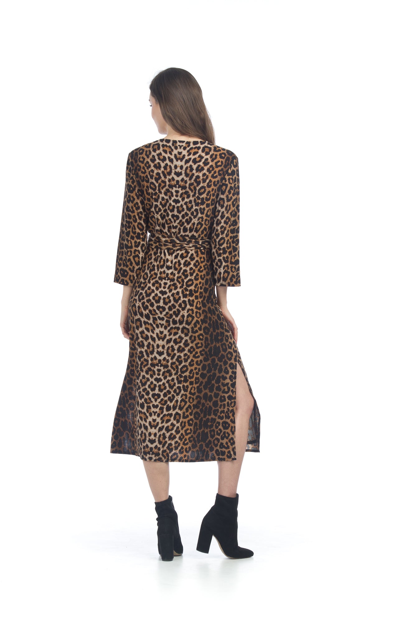 BROWN Leopard Print Wrap Dress