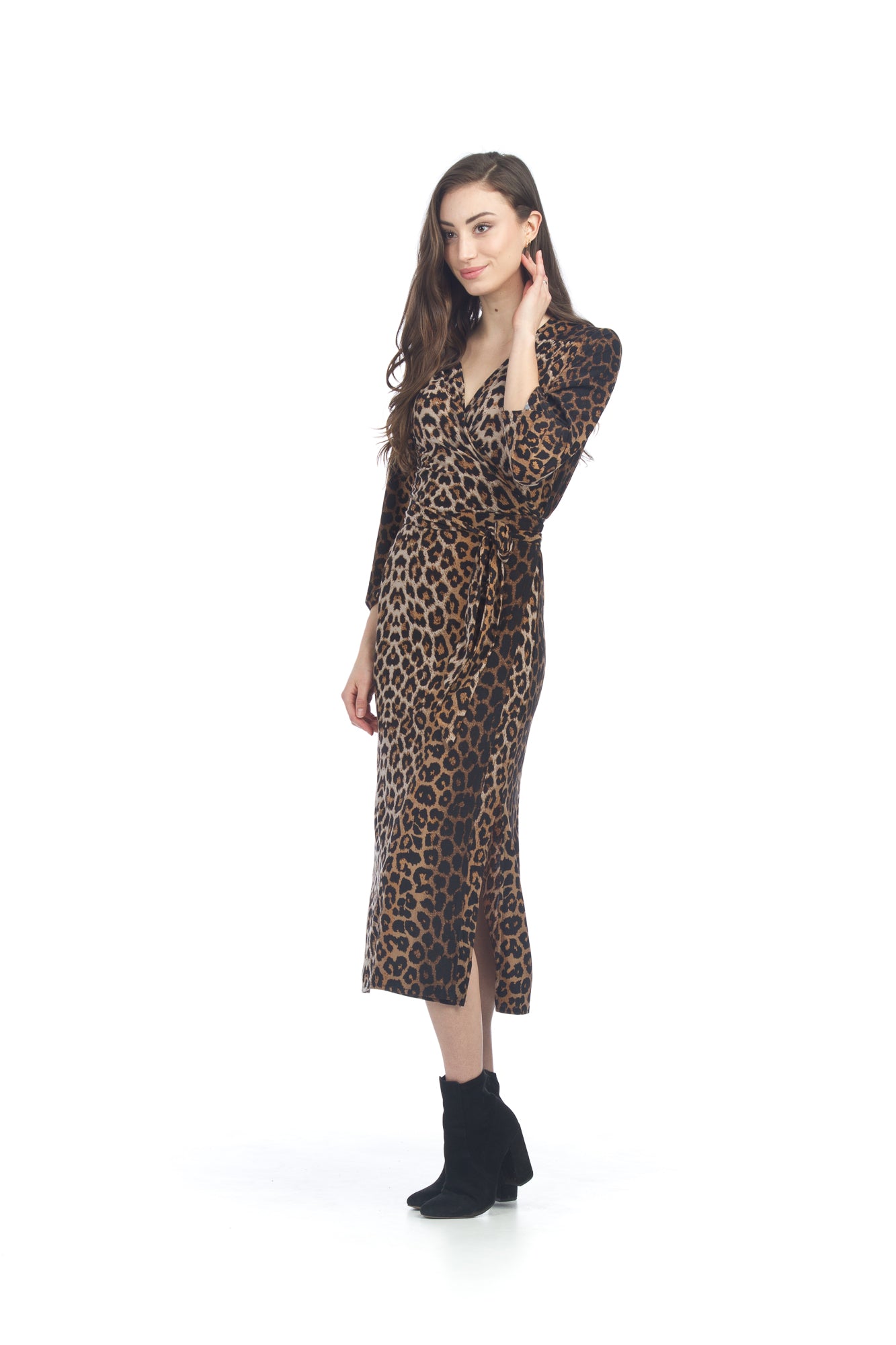 BROWN Leopard Print Wrap Dress