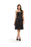 Black Sequins stripes strapless dress