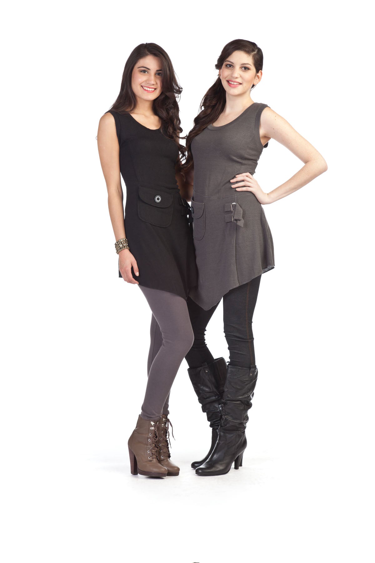GREY Angled Hem Tank Dress With Pocket