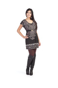 BLACK Geometric Border With Belt Sweater Dress