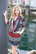 SSSSS Long Cowl Neck Lon Sleeve Stripe Dress