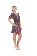 PURPL block print tab hem short sleeve dress