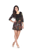 BLACK Flower Border Print Soutash Yoke Dress