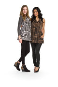 WHITE Geo Print cowl neck sweater tunic