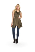 CHARC Sleeveless cowl neck hanky hem dress