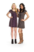 CHARC Cable print round neck short sleeve dress