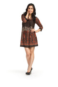 NAVY Paisley print cowl neck pleats front dress