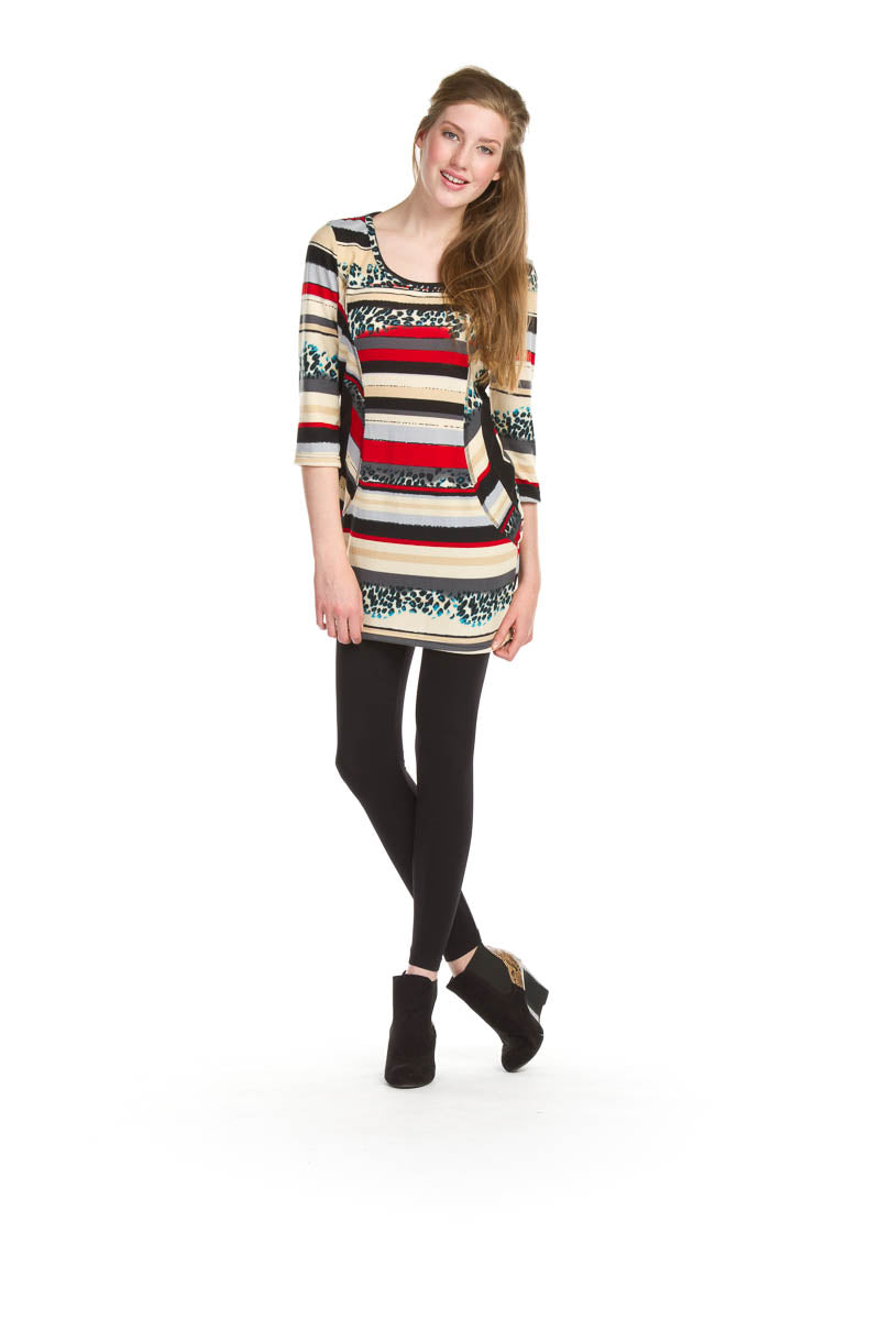 MULTI Stripe / animal 3/4 sleeve bodycon dress
