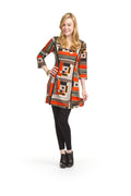 GREY Geo block print 3/4 sleeve panel dress