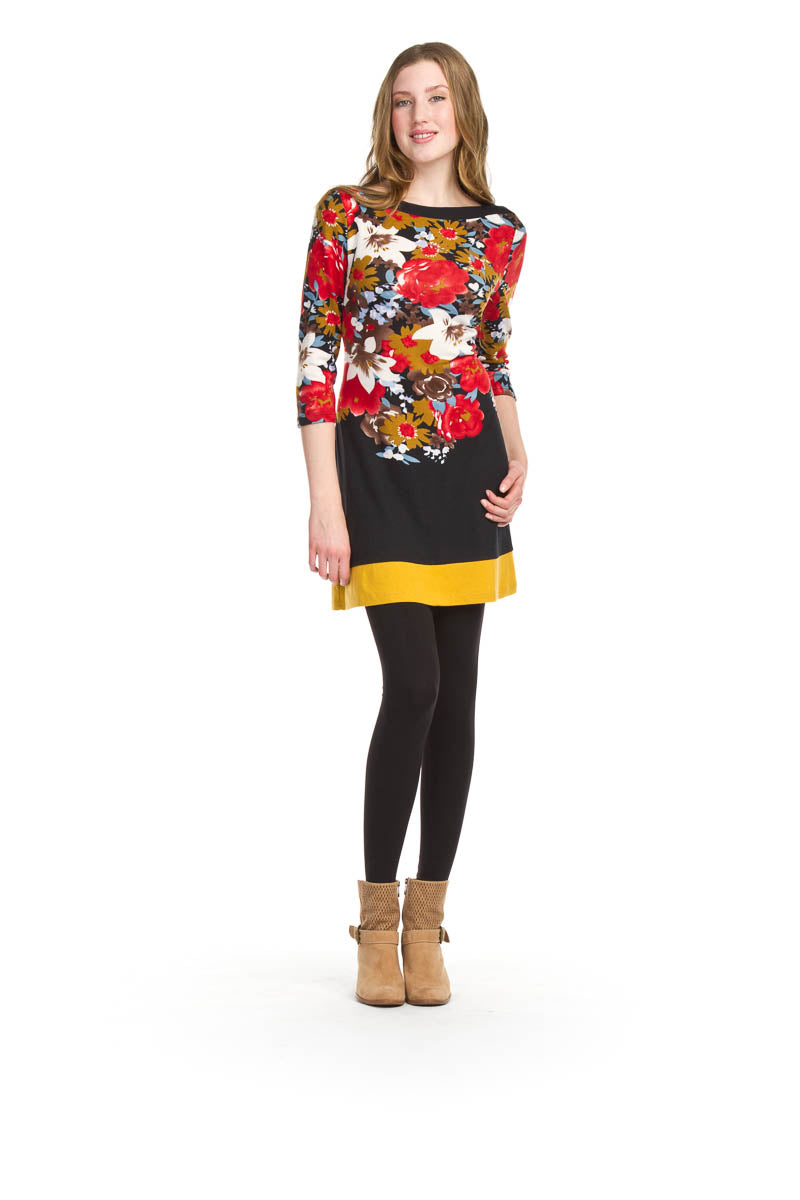 BLACK Floral top 3/4 sleeve dress