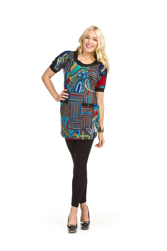 COBAL Patch print short sleeve sweater dress