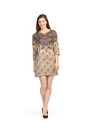 BEIGE sublimation 3/4 sleeve sweater dress
