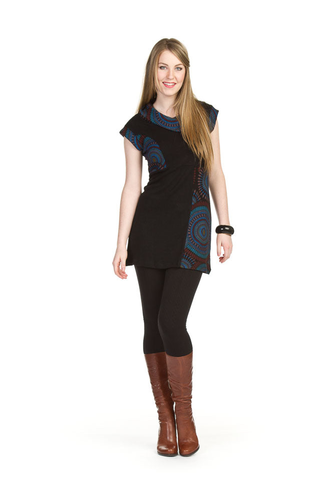 BLACK Patch circle print dress