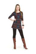 MULTI Multi diamond print 3/4 sleeve sweater dress