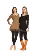 BROWN L/s angle hem dress with animal print ggt hem