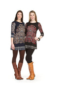 RED Scarf Print 3/4 sleeve a line sweater dress