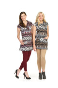 PURPL Global print drape collar cap sleeve sweater dress