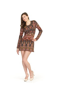PINK Global print embroidered yoke sweater dress