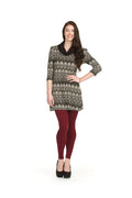 BLACK Deco print cowl neck 3/4 sleeve sweater dress