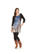 BLUE City print bodycon 3/4 sleeve dress