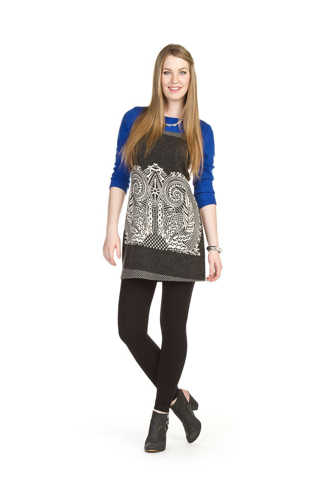 CHARC Paisley place print color block 3/4 sleeve dress