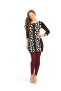 BLACK Geo triangle print 3/4 sleeve dress with zipper