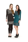 CHARC Boucle texture block long sleeve dress