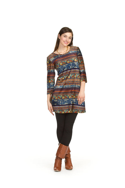 MULTI Velvet global print 3/4 sleeve dress