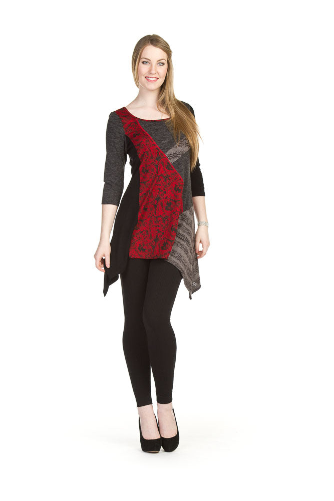 CHARC Textured patch 3/4 sleeve kuneven hem