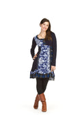 NAVY Plaid and lace patch dress
