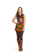 ORANG Watercolor patch sleeveless cowl neck dress