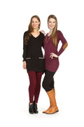 BLACK long sleeve v neck sweater tunic w contrast trim o