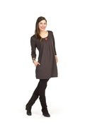 PURPL 3/4 sleeve one button dress with pocket