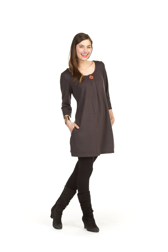RASPB 3/4 sleeve one button dress with pocket